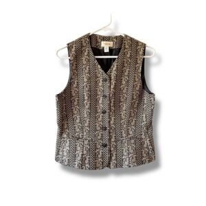 Vtg 90s Talbots Petites 6 Tapestry Floral Vest Brocade Cottagecore Dark Academia